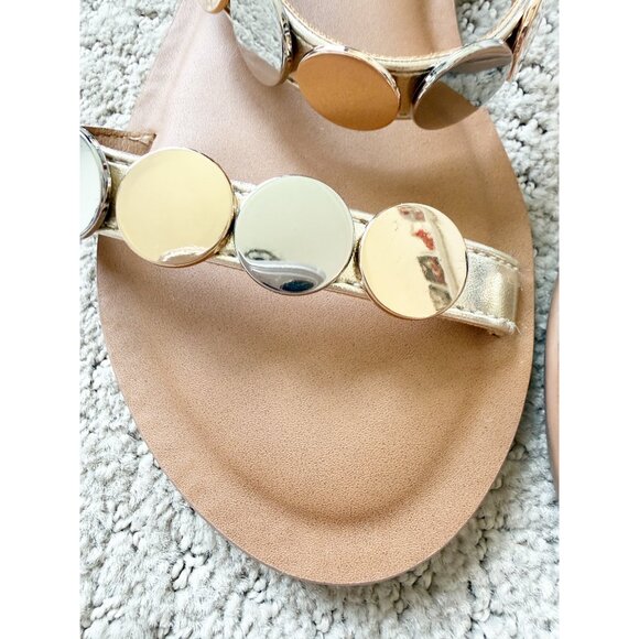 Universal Thread Vivienne Two Band Flat Sandals Gold/Silver Size 6.5 - Picture 3 of 9